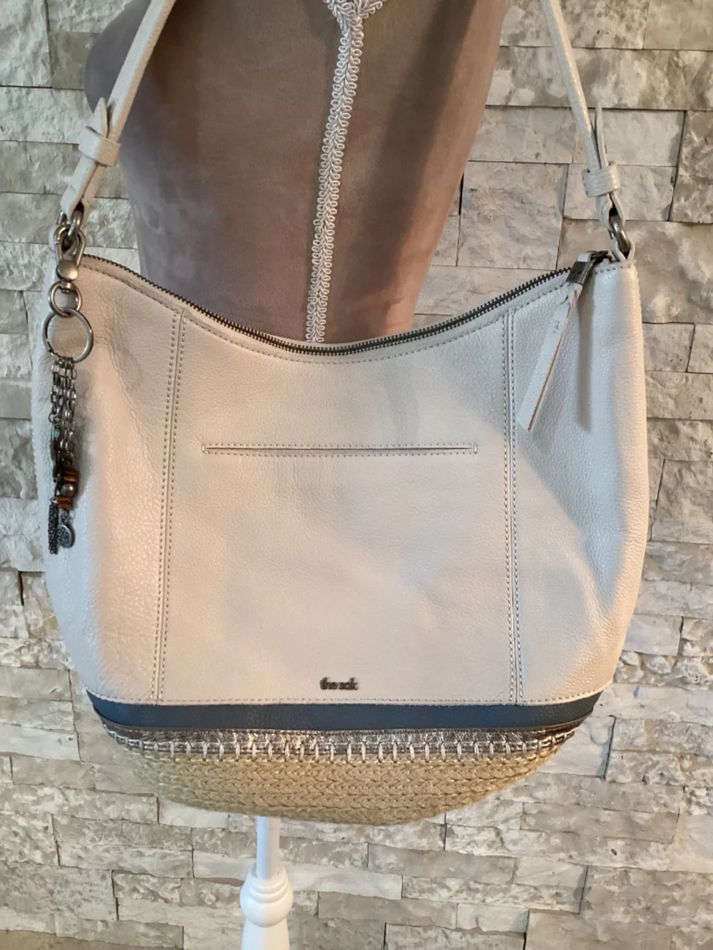 The Sak Sequoia Leather Hobo Bag colorway Coastal Block Espadrille